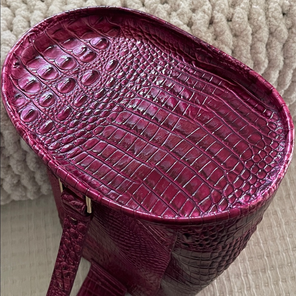 Brahmin-Embossed Backpack - Rich pomagranate color. - Picture 7 of 7